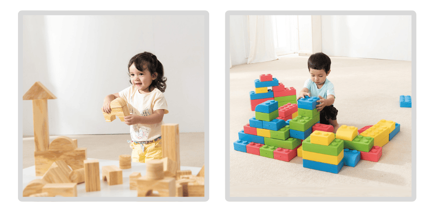 積木角布置-木紋積木與巧巧積木